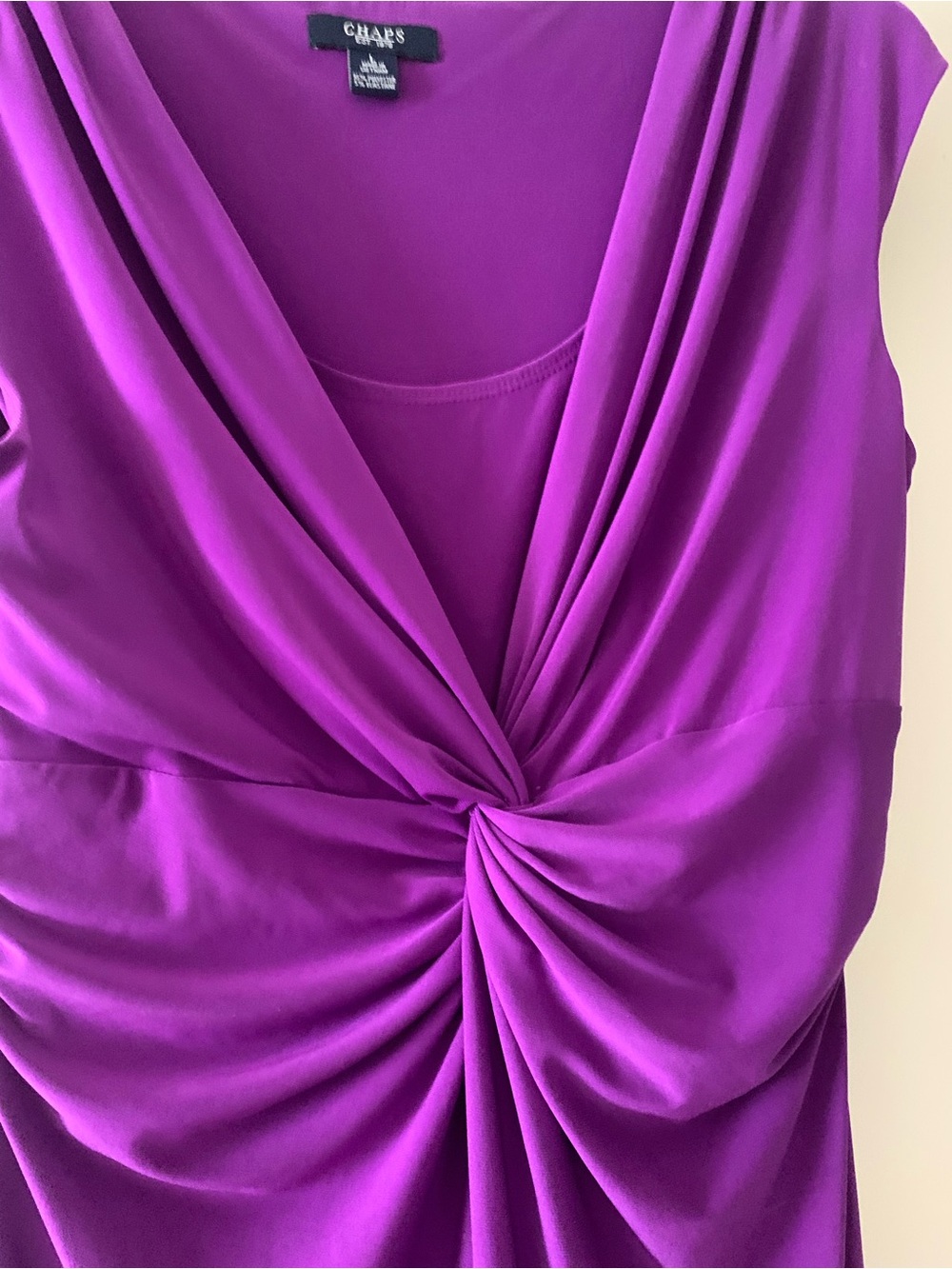 Chaps Vivid Purple Knot-Front Midi Dress - Picture 3 of 7